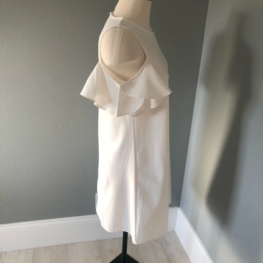 SheIn White Ruffle Cold Shoulder Mini Dress - Picture 7 of 16